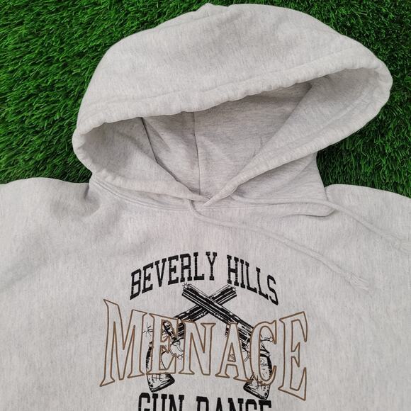 Vintage Beverly Hills Menace Gun Range Hoodie M 23x24 Champion Reverse-Weave - Picture 2 of 13